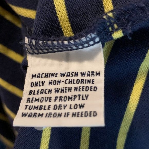 Polo Ralph Lauren Striped Navy Blue Yellow Short Sleeve Polo Shirt Mens Size M - Picture 4 of 6